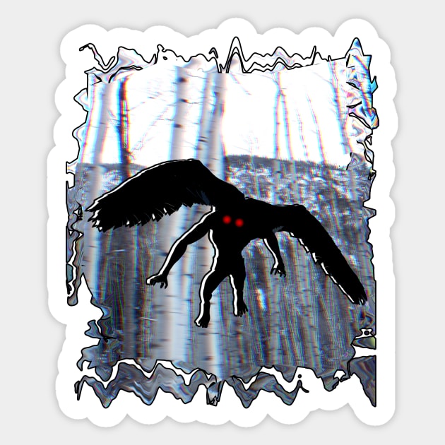 Mothman Lurks Sticker by Desert Delinquent